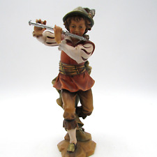 Anton Fischer German Oberammergau Hand Carved Wood Vtg Figurine Playing Flute picture