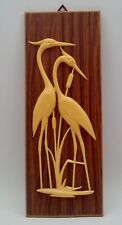 Vintage 1972 Wall Plaque Cranes with Provenance Made in Western Germany picture