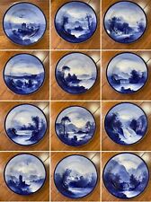 Twelve Antique Copeland Late Spode Hand Painted Blue Scenery Plates 10