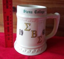 Vintage Siena College beer stein Mug 1961 Sigma Beta Sigma Fraternity Porcelain picture