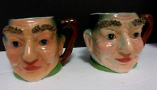 Vintage PAIR TOBY MUGS Marked VCAGCO Japan SPAGHETTI EYEBROWS Ceramic picture