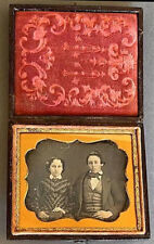 ANTIQUE 1/6TH PLATE DAGUERREOTYPE OF A BROTHER & SISTER ~ c. - 1855 picture