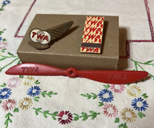 Lot of 3 Vintage TWA Items Junior Hostess Pin -Propeller Stir Stick-Matchbook picture