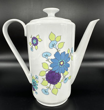 Boho Kahla Germany Purple Blue Flowers Teapot 8.5