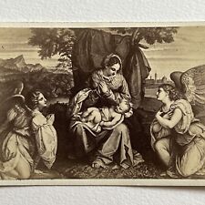 Antique CDV Filler Photograph Adoration Of Angels Titian Mary Baby Jesus picture