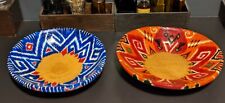 Vintage Handmade Aztec Western Wooden Bowls Serving Display Set of 2 Bowls picture