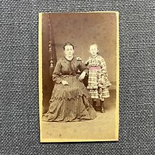 CDV Photo Antique Portrait Woman and Little Girl in Plaid Dress Hand Tinted PA picture