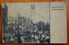 Street Fair Scene, Hiawatha KANSAS postcard p/u 1907 picture