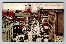 Spokane WA-Washington, Aerial Lively Thoroughfare, Antique, Vintage Postcard picture