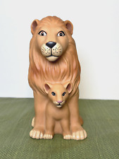 Vintage 90s T.N.T. Plastic Lion Cub Coin Bank figurine w/stopper - 8