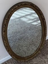 Vintage Large Golden Tone Hollywood Regency Oval Mirror 26 1/4” X 18 1/4” 1960’s picture