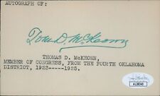 Tom McKeown Oklahoma Congressmen Signed 3x5 Index Card JSA Authenticated picture