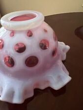 Vintage Fenton Cranberry Opalescent Coin Dot Ruffled Lamp Shade #2 picture