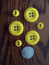 6 Vintage Canary Yellow Buttons Sewing 1/2