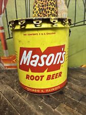 VINTAGE C. 1950 MASONS ROOT BEER 5 GALLON SYRUP CAN DRUM SIGN COKE 7UP PEPSI DP picture