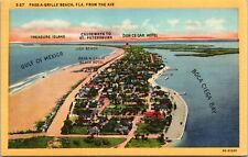 Postcard Pass-A-Grille Beach Florida from the Air linen picture