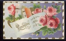 VTG Postcard 1918 Antique, Remember Me, Roses (Embossed, Colorful) picture