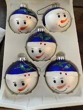 Holiday Home 5 Piece Glass Snowman Christmas Tree Ornaments picture