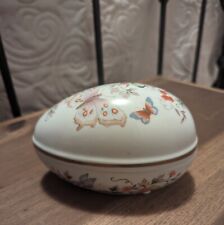 Avon 1974 Porcelain Floral Egg Shaped Trinket Box W/24k Trim PRISTINE Japan VTG  picture