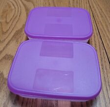 NEW Tupperware Two FREEZER MATE Rectangle Containers  Clear w/ Purple Lid 250ml picture