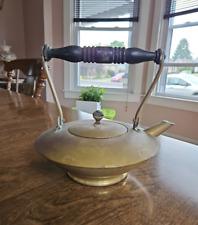 Antique Copper Teapot Tea Pot Kettle Swinging Handle with Wood Grip picture