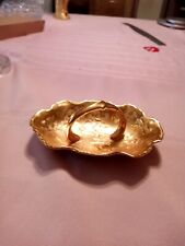 Vintage Holley Ross Floral Boudoir Candy, Jewelry, Tidbit Trinket Dish 22K Gold picture
