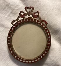Antique Solid Brass Red Enamel Photo Frame Small picture