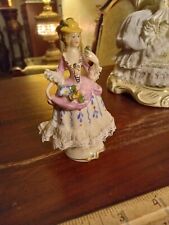 antique figurine porcelain lace dresden doll house girl miniature german picture