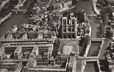 Paris France, Rare Aerial View of Notre Dame, Vintage RPPC Real Photo Postcard picture