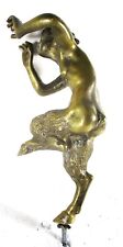OLD SOLID BRONZE FAUN/PAN GOAT FOOTED PIPE PLAYING SCULPTURE FOR PLINTH OR DISH picture