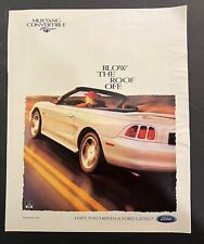Vtg 1990s Ford Mustang Convertible AD, Blow the Roof Off picture