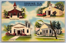 Vintage Postcard FL Sebring Churches Multi View -3870 picture