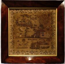 EARLY 19TH CENTURY HOUSE, PONY & TRAP & RURAL SCENES SAMPLER BY ELLEN ADAMS 1838 picture