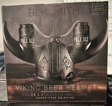 NEW BLKSMITH Viking Beer Drinking Helmet Black Holds Two Standard 12 Oz Cans picture