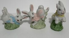 Vintage  Set Of 3 Bunny Rabbit Figurines EASTER Handmade Taiwan Hand Painted picture