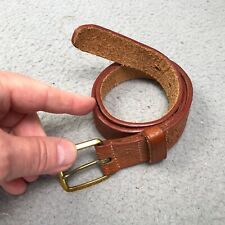 Vintage Girl Scout Uniform Belt Tooled Logo Brown Leather Embossed Buckle picture