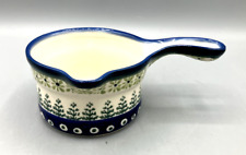 Vintage Boleslawiec Hand Made In Poland Ceramic Ladle Sauce Pot J1 picture