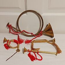 Vintage Christmas Lot Of 4  Large And Small Horn Ornaments picture