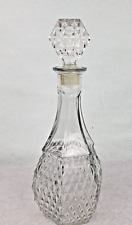 Vintage Crystal Diamond Cut Glass Genie Bottle Wine Decanter w Stopper 12