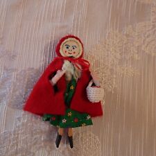 Vintage Clothespin Handmade Little Red Riding Hood Christmas Ornament picture