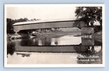 RPPC 1920'S. RICHMOND, VT. COVERED BRIDGE OVER WINOOSKI RIVER. POSTCARD KK13 picture