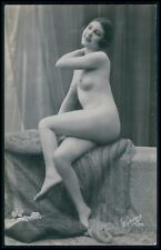 French nude woman Miss Jeanne Juilla amiling original old 1920s photo postcard picture
