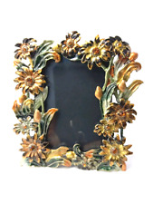 Floral Enamel Mini Photo Frame Rhinestones Flowers Holds 2x3 Picture picture
