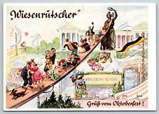 Postcard Munchen Munich Germany Wiesenrutscher Octoberfest 4x6 picture