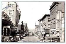 Shelden Street Downtown Cars Drugs Store Houghton Michigan RPPC Photo Postcard picture