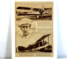 Antique 1919 Paper Print Biplane Atlantic Crossing Harry C. Hawker picture