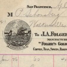 Scarce 1915 San Francisco Letterhead J. A. Folger Coffee Statement of Account picture