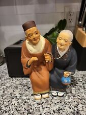 Vintage Japan HAKATA URASAKI Clay Doll Couple Figure Statue Art Pottery 10.5