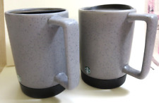 2 Starbucks Speckle Gray Pair Coffee Tea Mug Cups Rubber Bottoms Lids 14 oz 2020 picture
