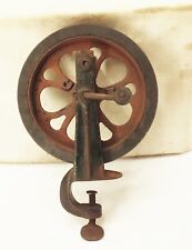 Vtg antique cast iron hand crank bench clamp mount grinder blade tool sharpener picture